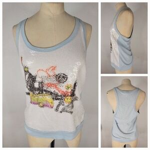Ross Disera Sequin Tank Top Sz 44 (S/M) Racer Back Sleeveless Italy Made